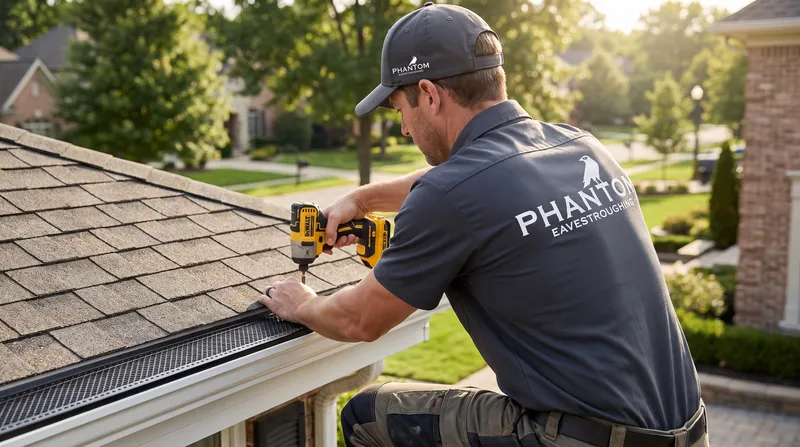 Gutter repair on a Red Deer home